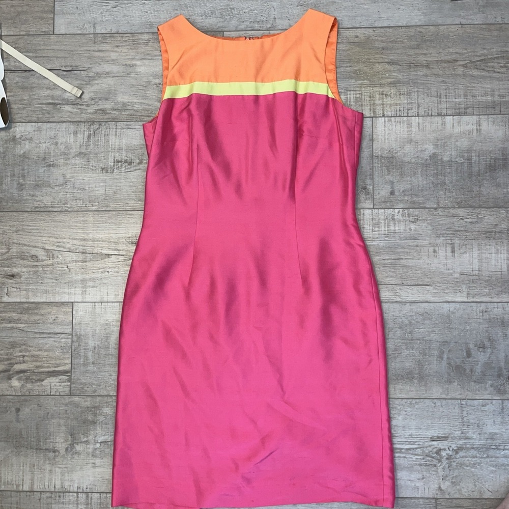 Talbots Dress Womens Medium 100% PureSilk Sleeveless Colorful Summer Size 10